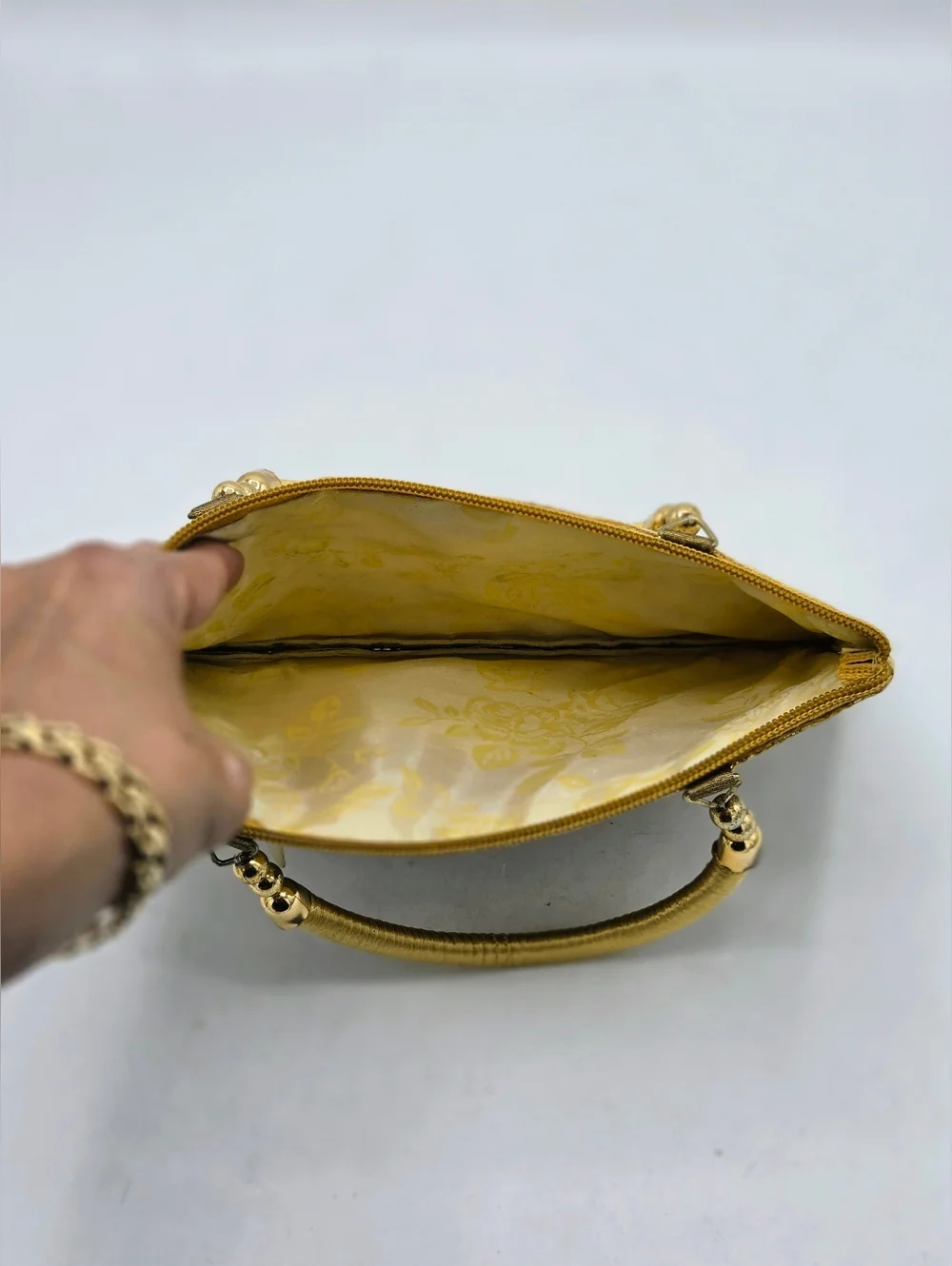 Hand-Embroidered Phulkari Floral Silk Clutch Bag | Boho Ethnic Wedding Gold